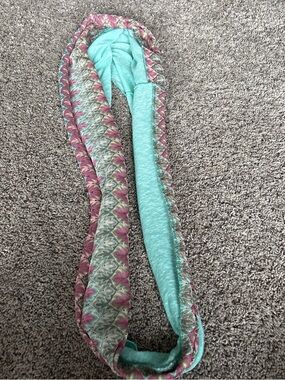 Light Teal and Pink Patterned Infinity Scarf Wrap